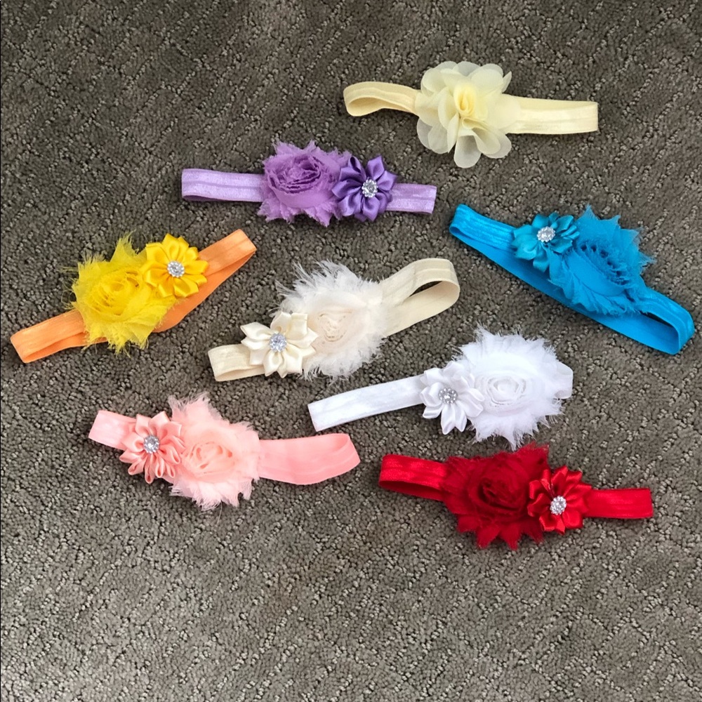 Bundle of Baby Bows, 9 total including Hot Pink